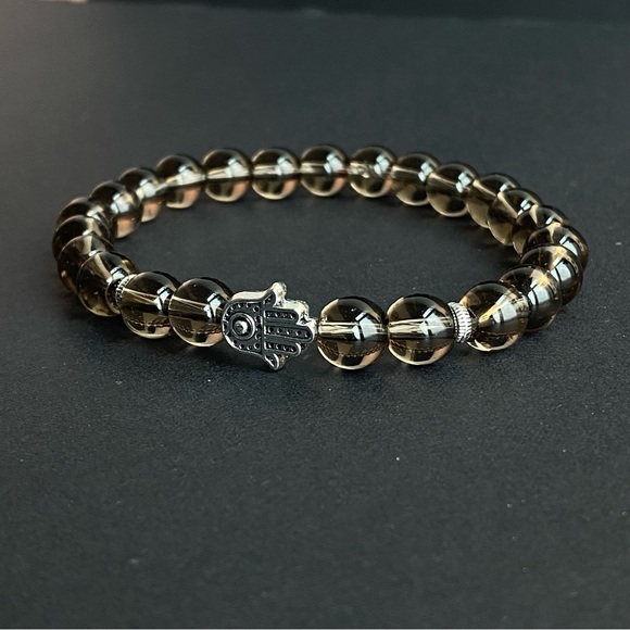 Smokey Quartz Gemstone Bracelet With Silver Detailed - Picture 4 of 4